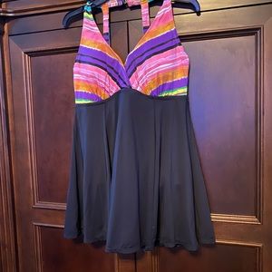 Black blue and pink Swimsuit size 12